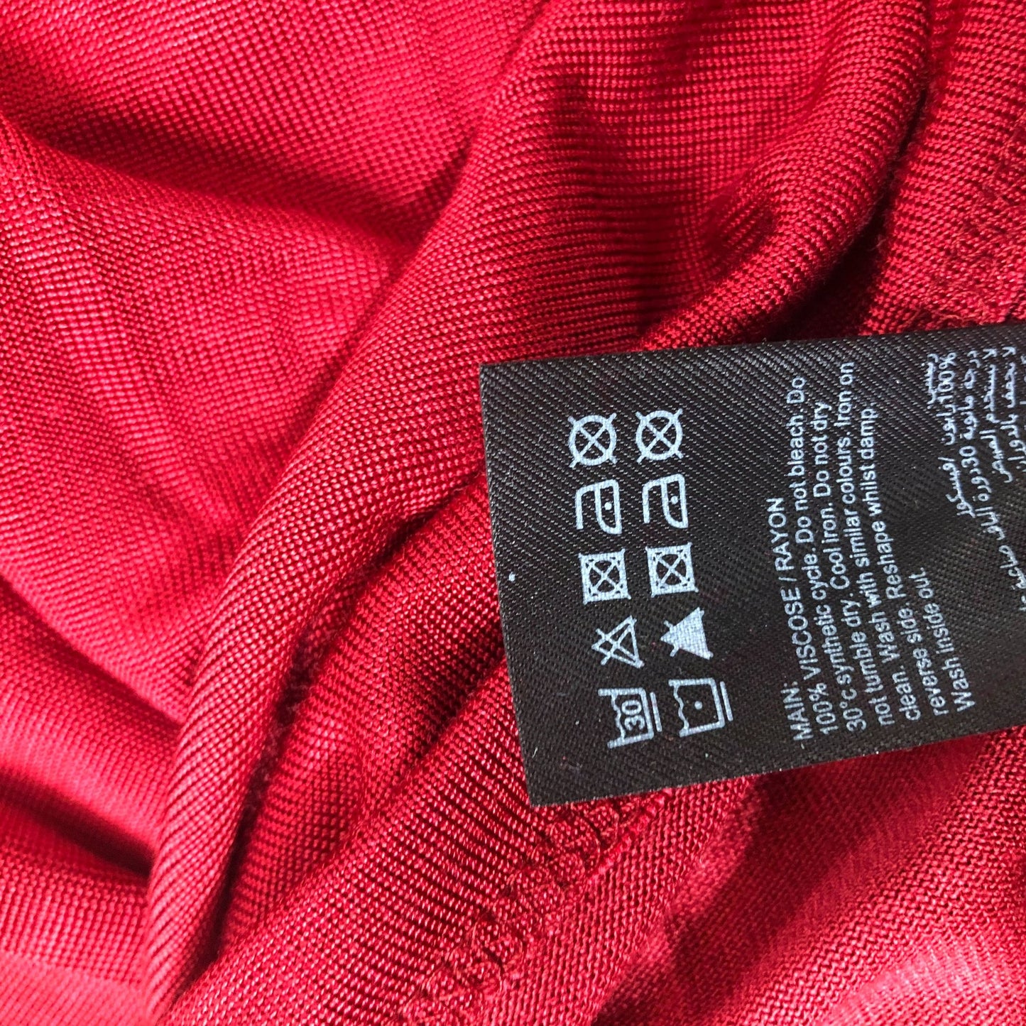 Red Short Sleeve Blouse Women's Draped Design Viscose Medium