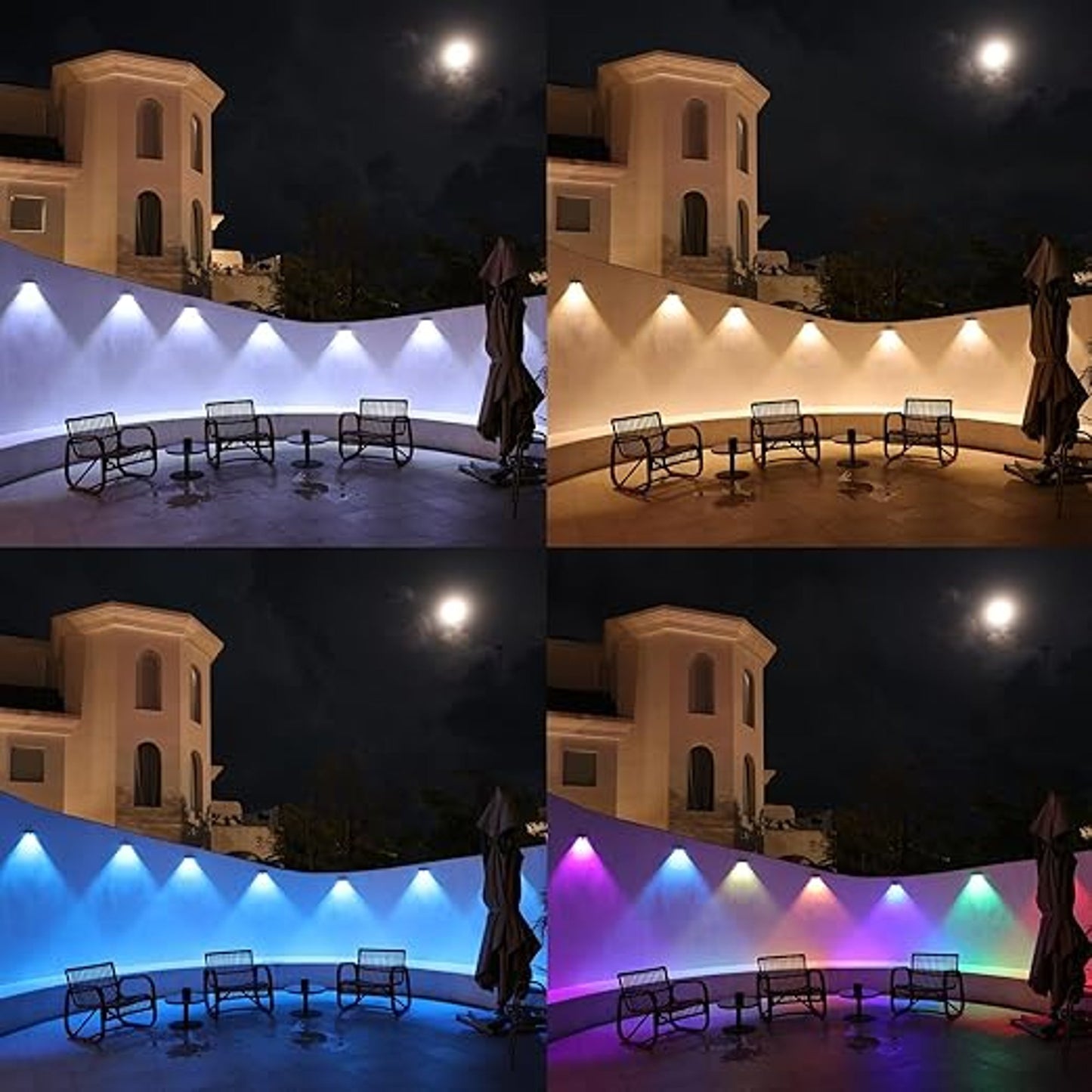 Solar Garden Lights Outdoor Waterproof LED Flood Lights Set of 4 Auto On Off