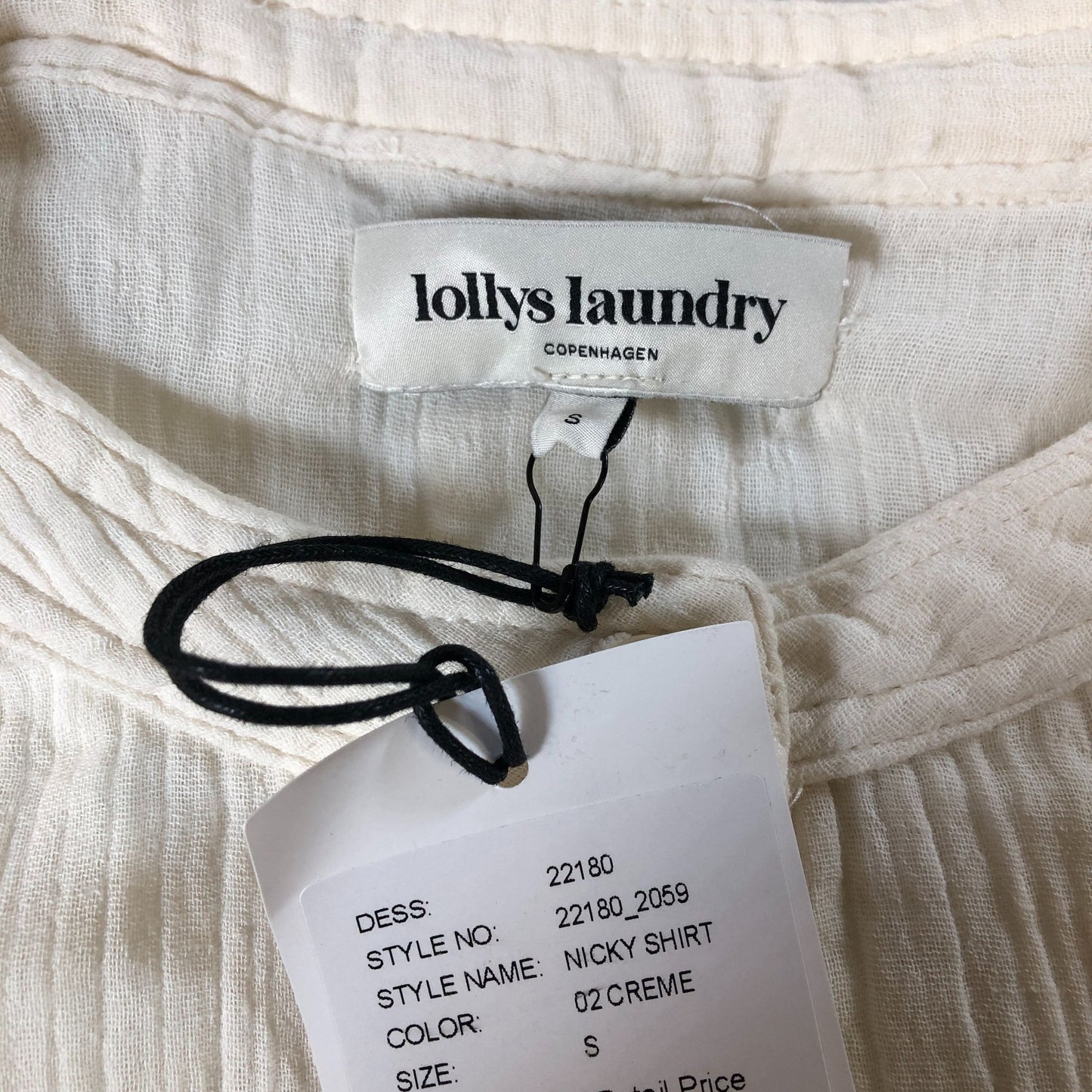 Lollys Laundry Nicky Shirt S Women's Long Sleeve Cotton Crepe Blouse Cream