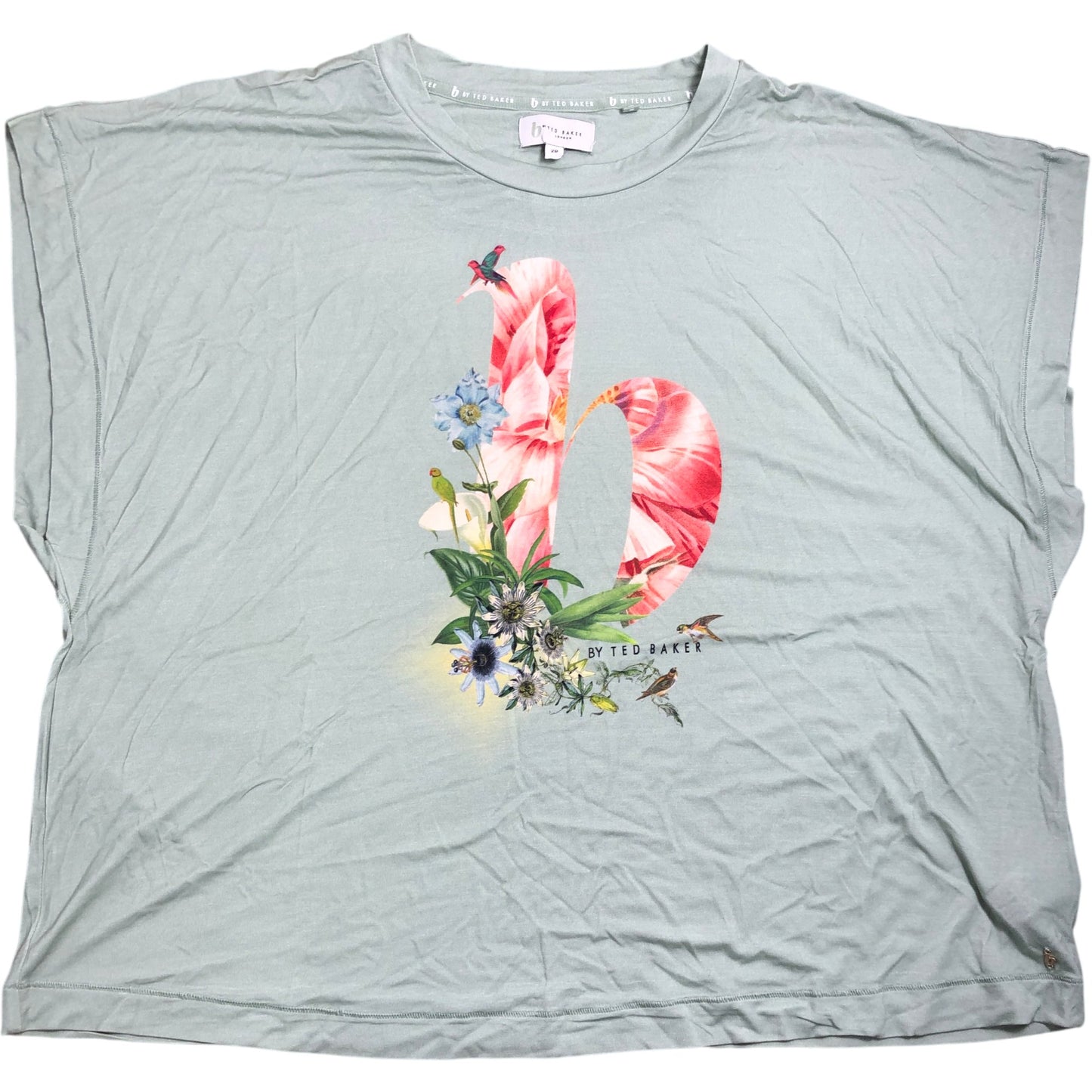 By Ted Baker Women's Floral Print T-Shirt UK20 Green Short Sleeve Top