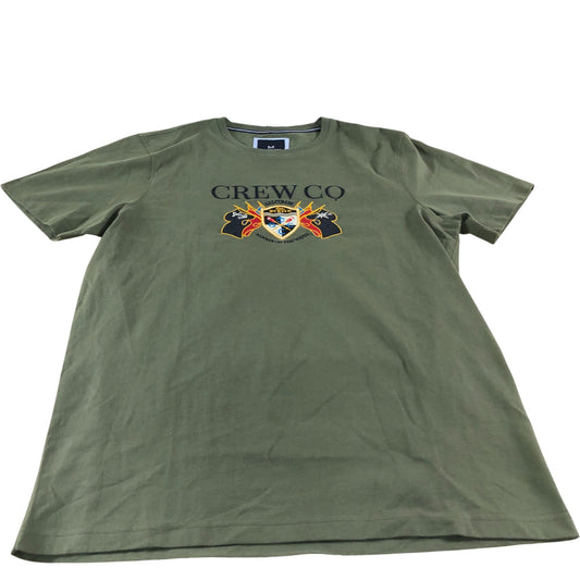 Crew Clothing Company Graphic T-Shirt Size L Men's Olive Green Cotton Casual Tee