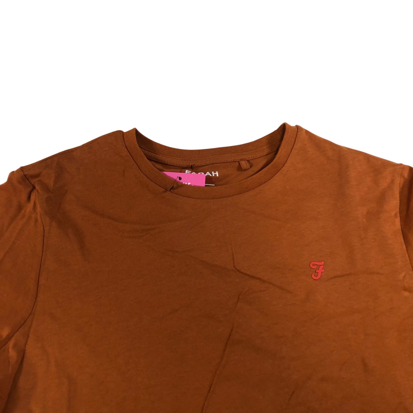 Farah T-Shirt Men's Orange Short Sleeve Cotton Crew Neck Tee Medium