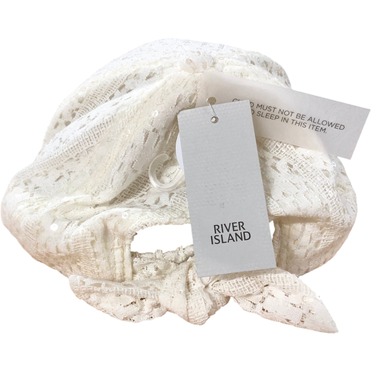 River Island White Sequin Lace Baseball Cap Kids Size 1-5 Years Girl's Accessory