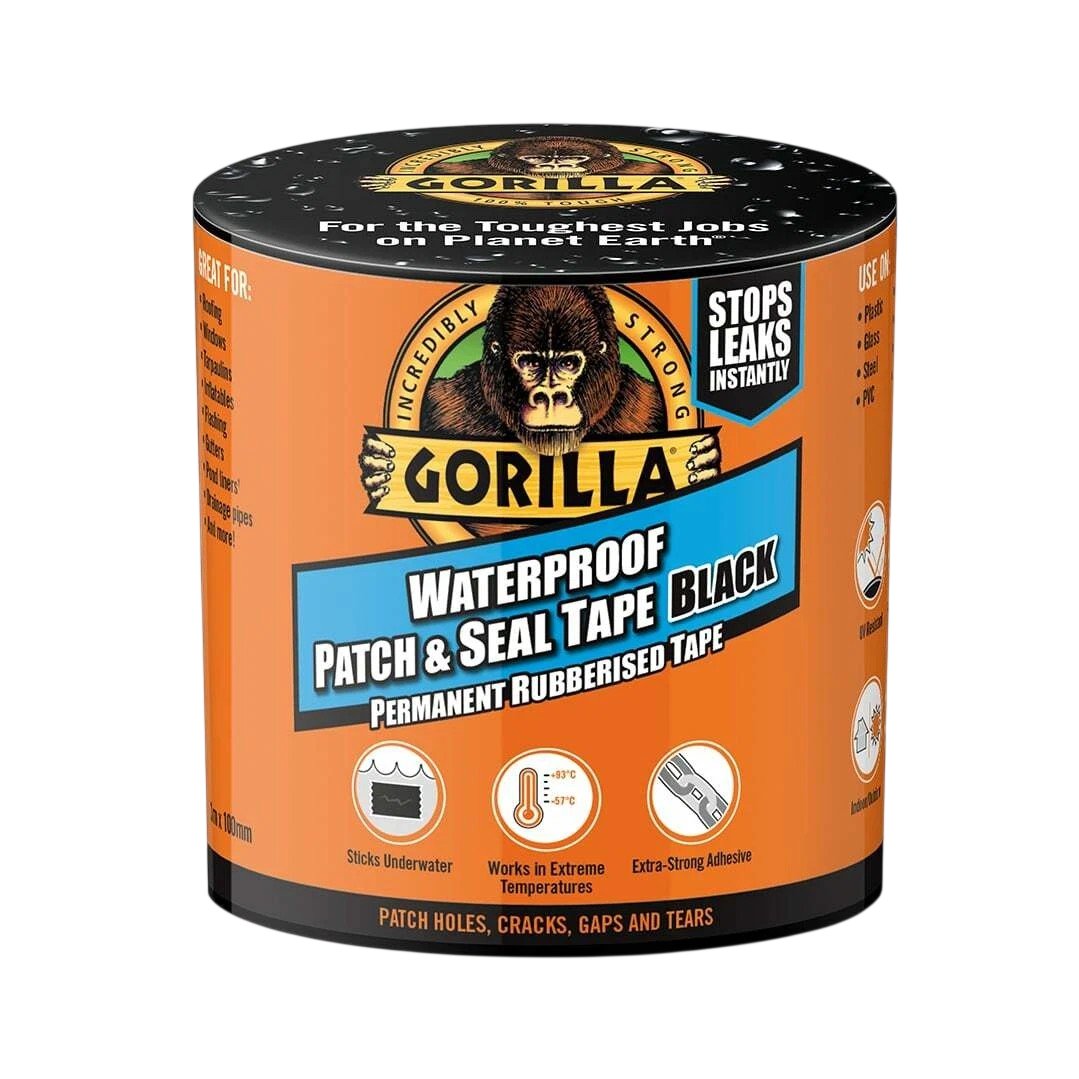 Gorilla Waterproof Patch And Seal Tape Black Permanent Rubberised Tape 100%