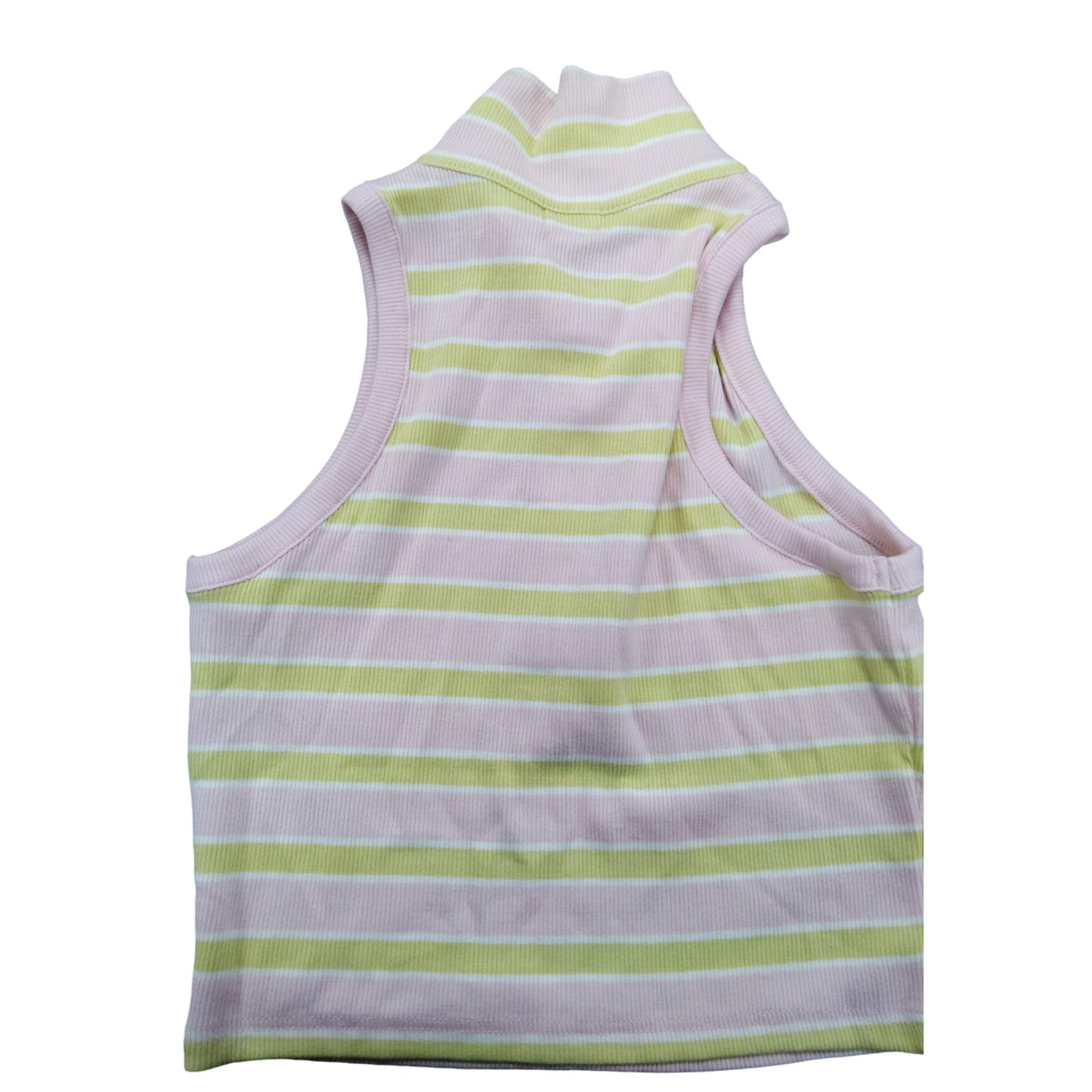 River Island Girls Sleeveless Polo Top 9 10 Years Pink Yellow Striped