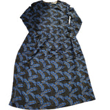 Long Sleeve Dress Floral Print Viscose Black Blue Size 6