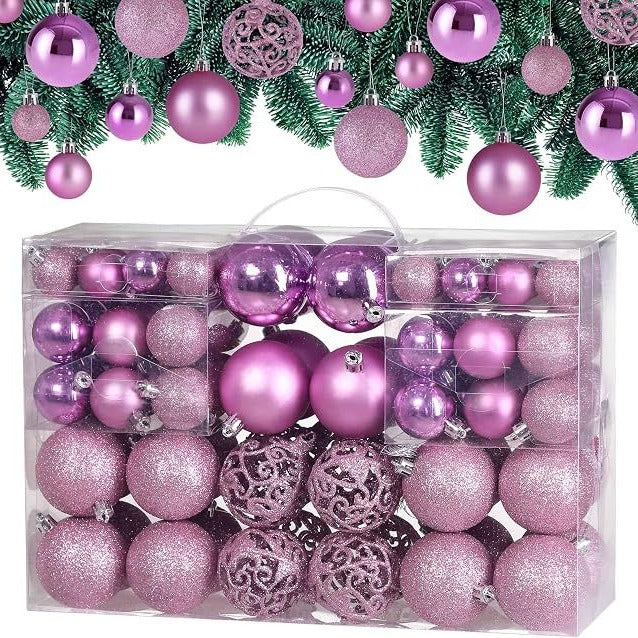 Pink Christmas Ornaments Set Colourful Holiday 100 Pieces