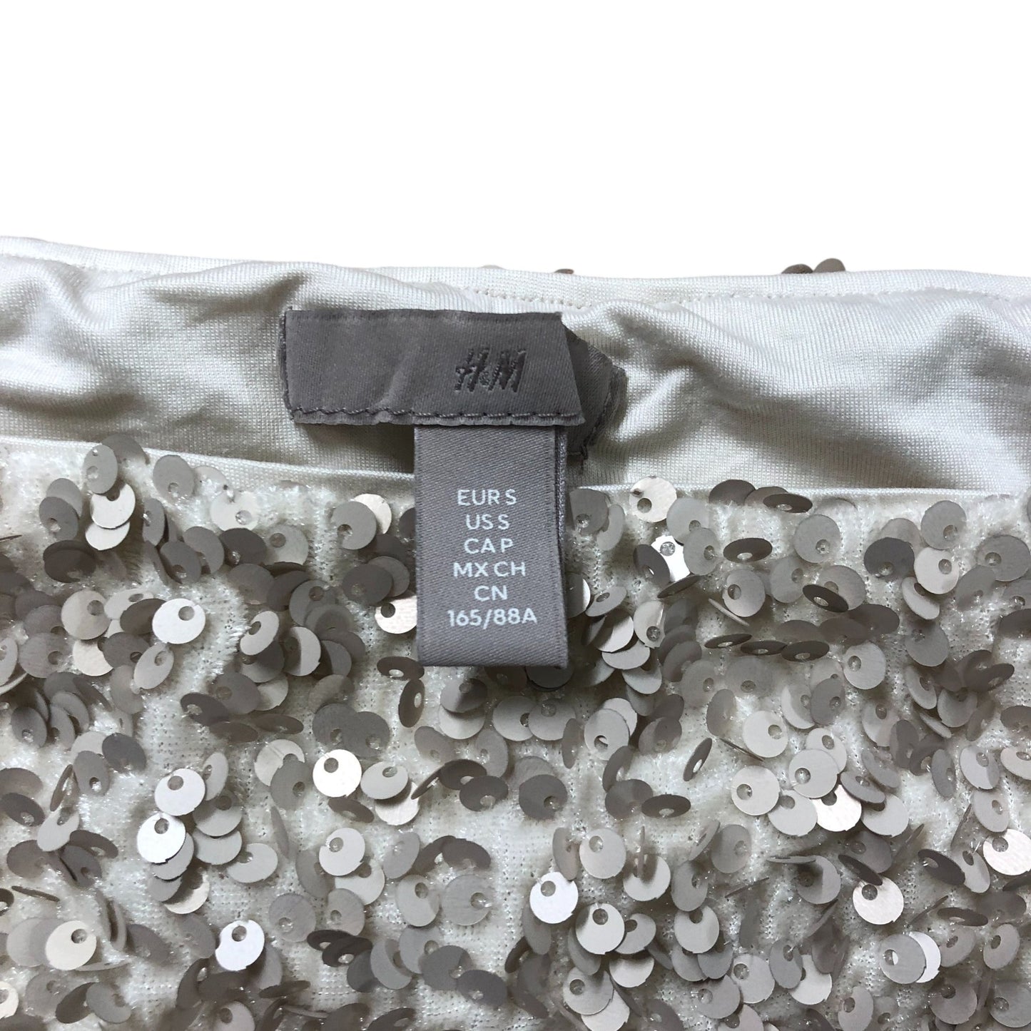 H&M Women Sequin Top Size S Long Sleeve Cream Sparkly Elegant Party Wear