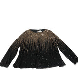 Sequin Top UK10 Women's Long Sleeve Black Gold Shimmering Party Wear
