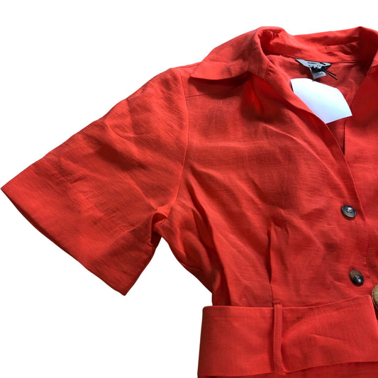 River Island Orange Belted Midi Shirt Dress - Size 8