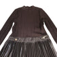 River Island Women's Knitted Hybrid Faux Leather Brown Pleated Dress Medium