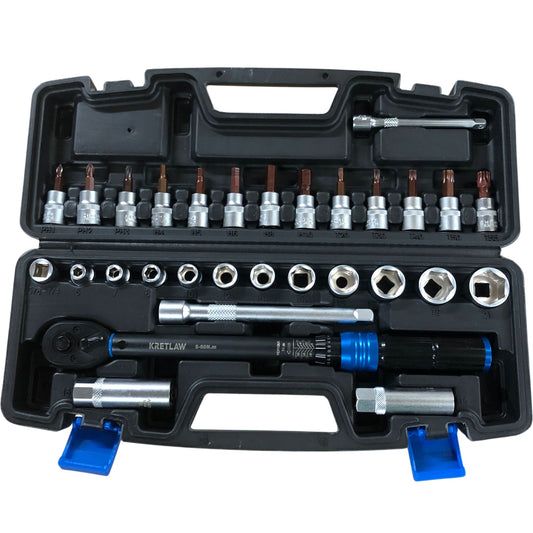 Kretlaw 30 Piece 3/8 Inch Torque Wrench Set 5 60Nm Adjustable Manual Tool