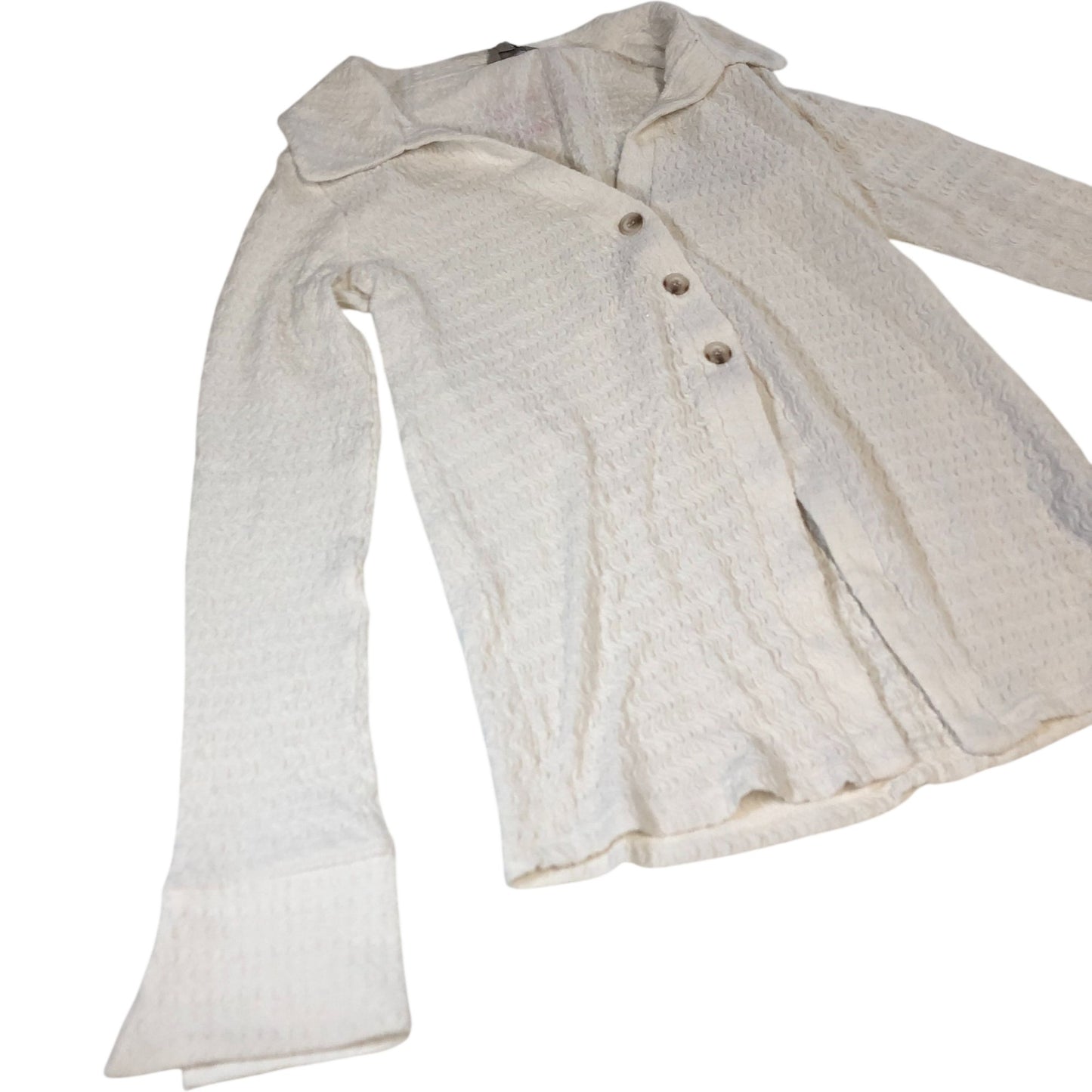 River Island UK6 Women's White Long Sleeve Shirt Textured Fabric Button Up