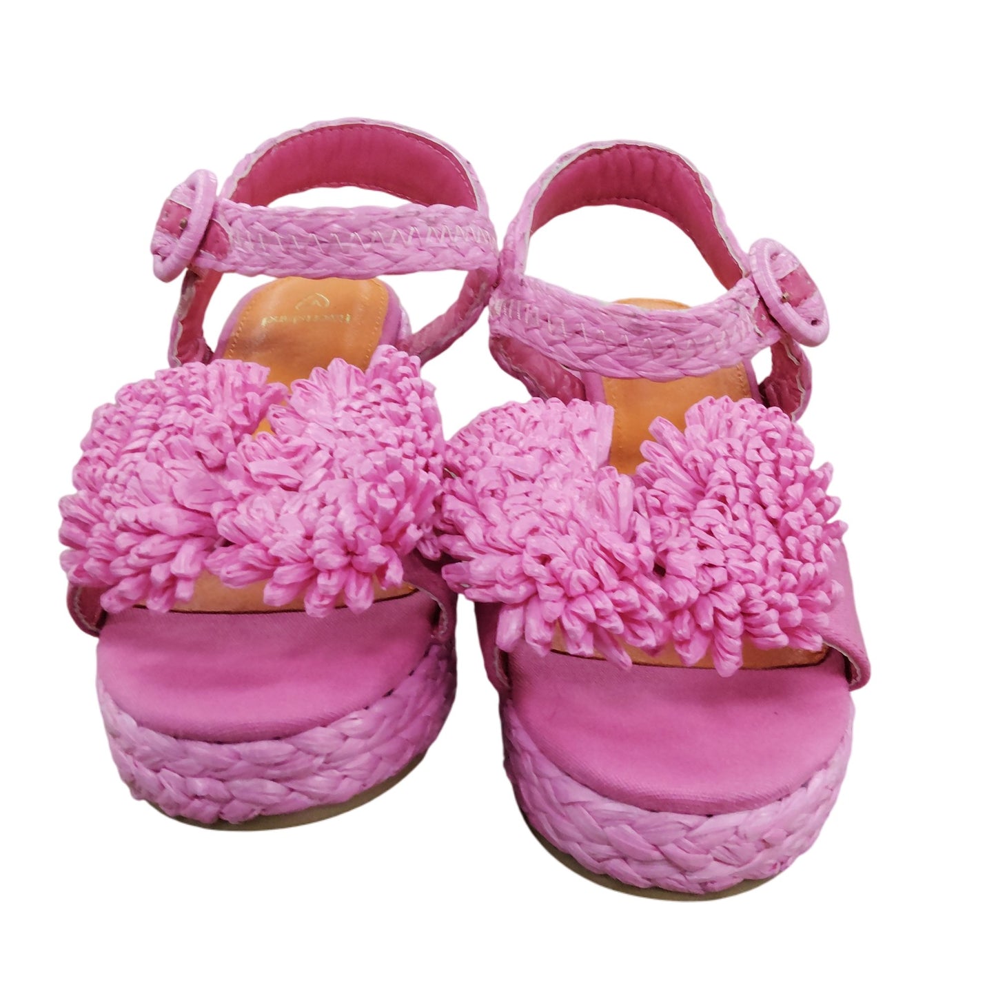 Bright Pink Women's Sandals Floral Design Platform Wedge UK Size 5