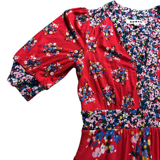 Boden Red Jersey Midi Dress - Size 8