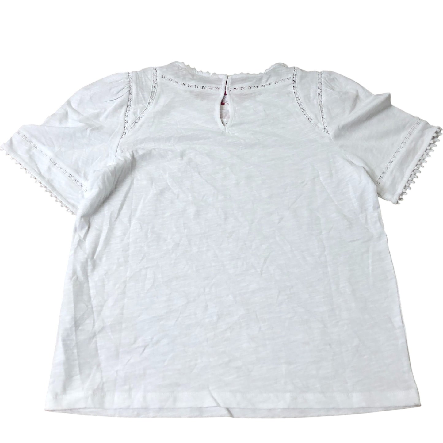 Boden Women's White Cotton Blouse Sleeve Pom Pom Detail UK10