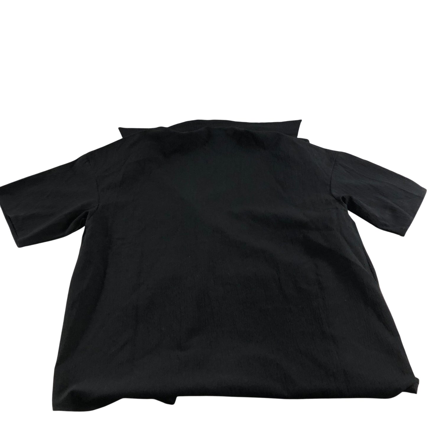 Short Sleeve Casual Shirt Men's Black Button Up Polyester Medium