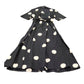 River Island UK10 Women's Black White Polka Dot Midi Dress Belted Short Sleeve