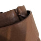 River Island Brown Faux Leather Skirt UK8 Women's A-Line Belted Pocket Detail