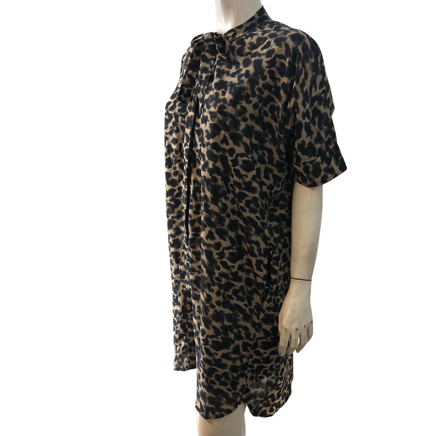 Branded Animal Print Shirt Dress UK10 Women's Short Sleeve Casual