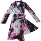 BCBGMAXAZRIA Wrap Dress Size S Women's Long Sleeve Tie Dye Pink