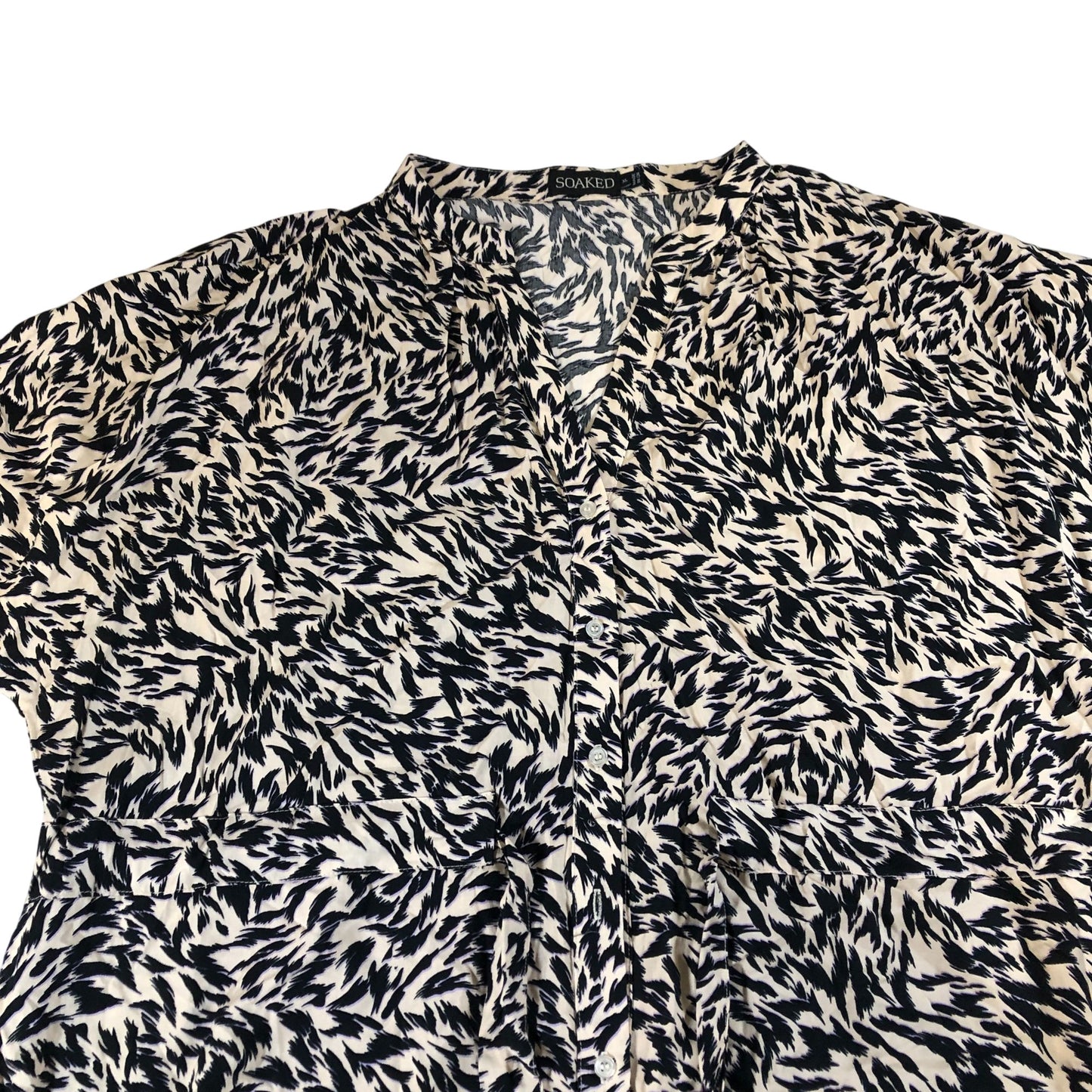 Soaked In Luxury  SLarowe Dress SS Women's Beige Black XL