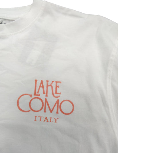 River Island Lake Como Graphic T-Shirt UK L Men's Cotton Short Sleeve White