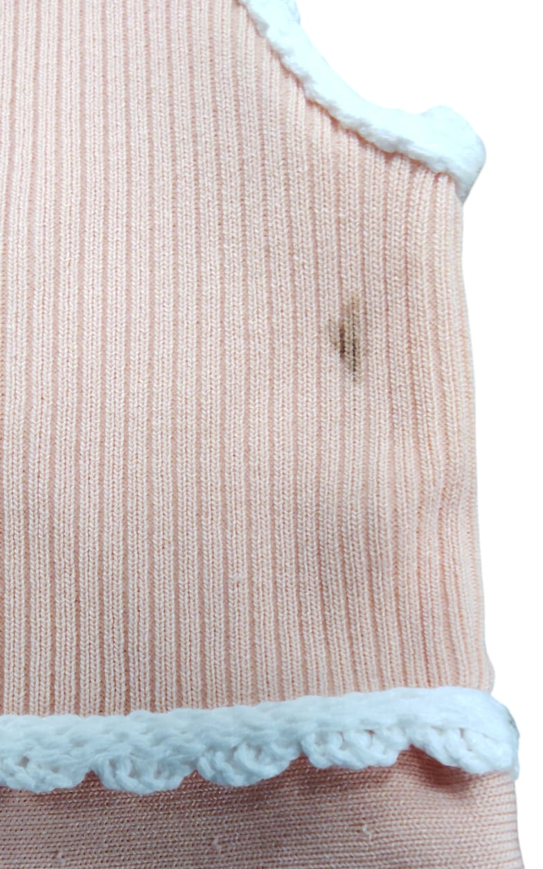 River Island Mini Girls Dress 12-18 Months Coral Pink Shell Trim Ribbed Style