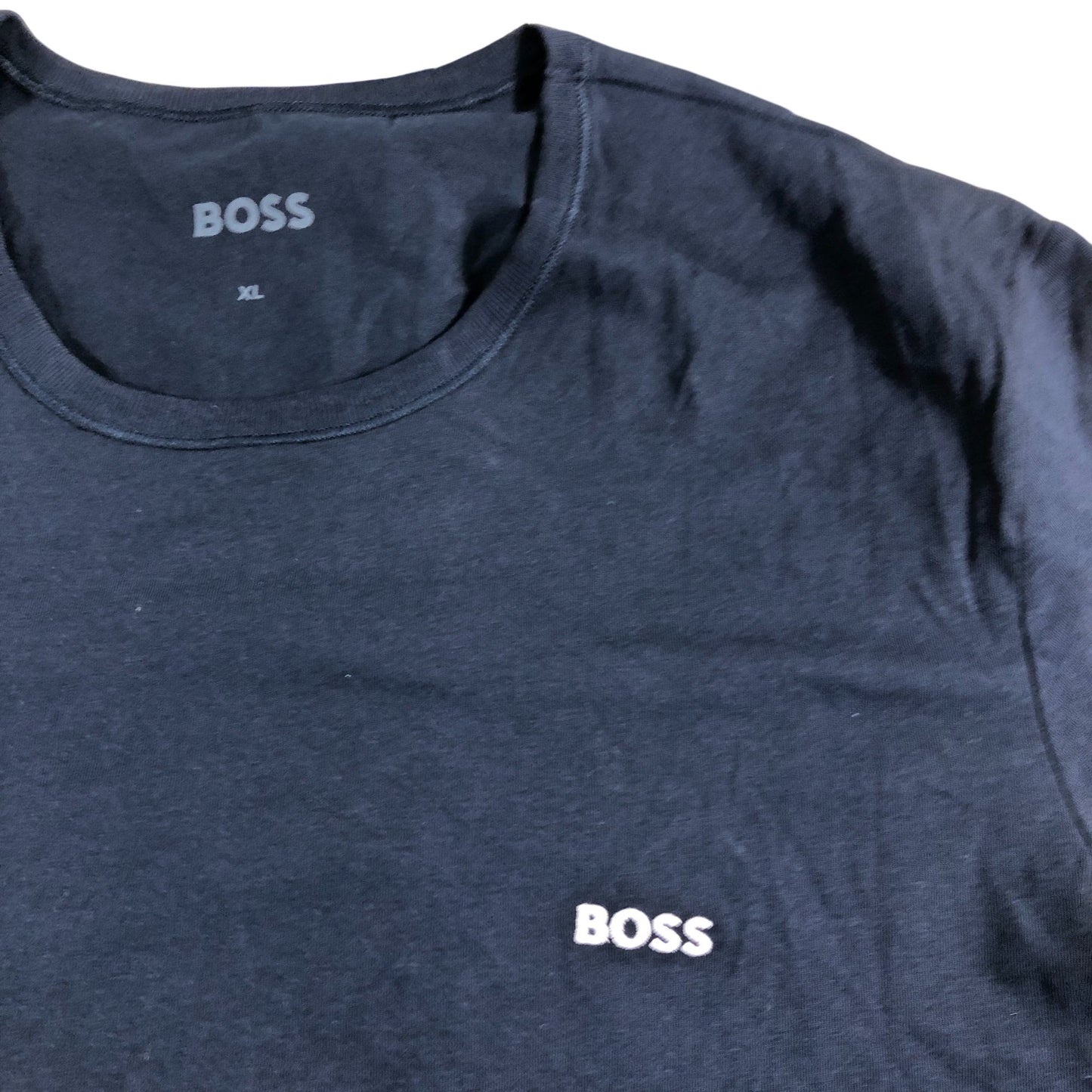 BOSS Navy T-Shirt XL Men's Short Sleeve Cotton Logo Crew Neck