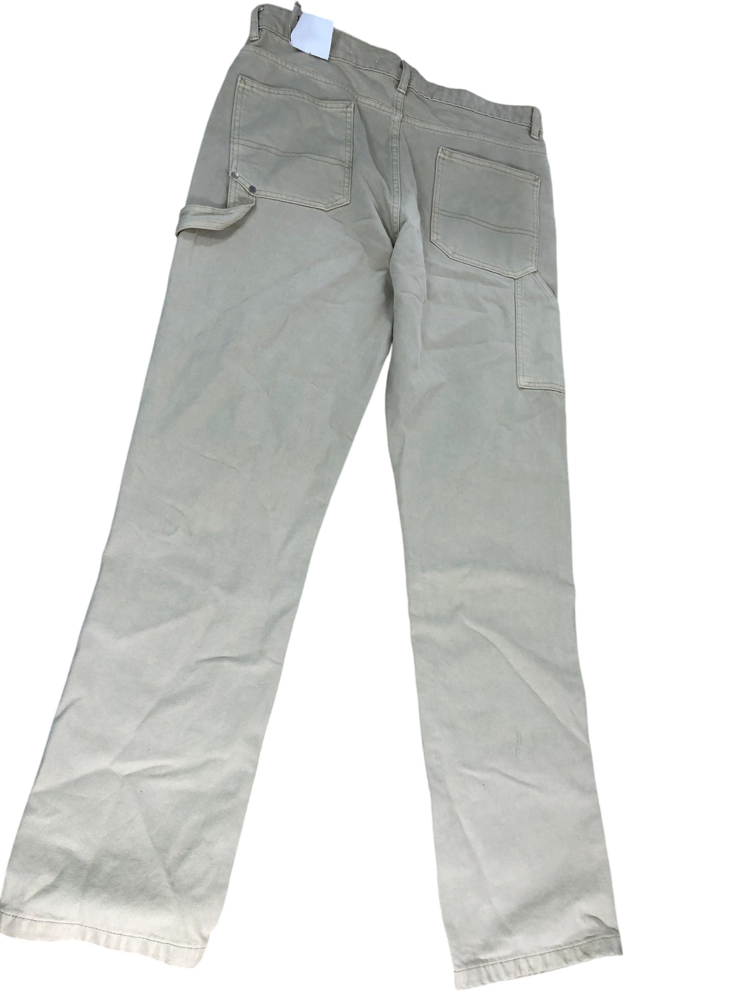 River Island Straight Trousers W34 L34 Men's Beige Cotton Cargo Pants