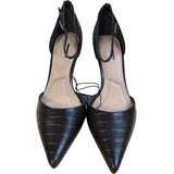 Brown Crocodile Print Heels Pointed Toe Strap Sandals Size 7