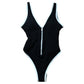 River Island Poolside Swimsuit Women's Black Zip Front White Trim Size 14