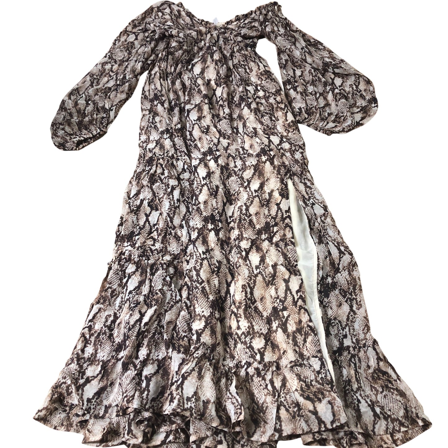 Snake Print Maxi Dress Women's Long Sleeve Boho Style UK6