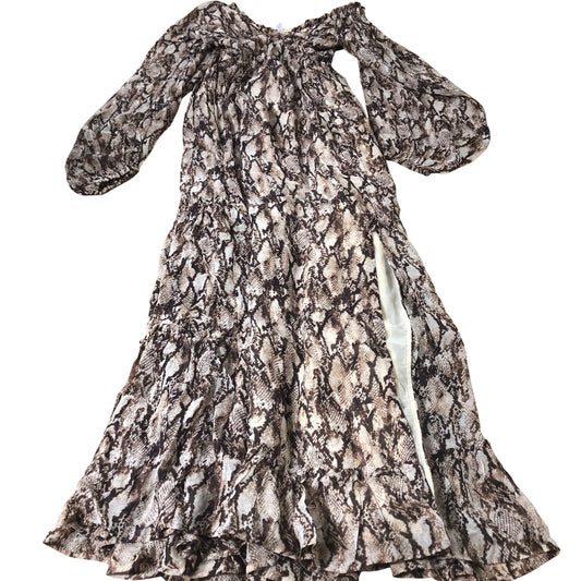 Snake Print Maxi Dress Women's Long Sleeve Boho Style UK6