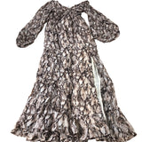 Snake Print Maxi Dress Women's Long Sleeve Boho Style UK6