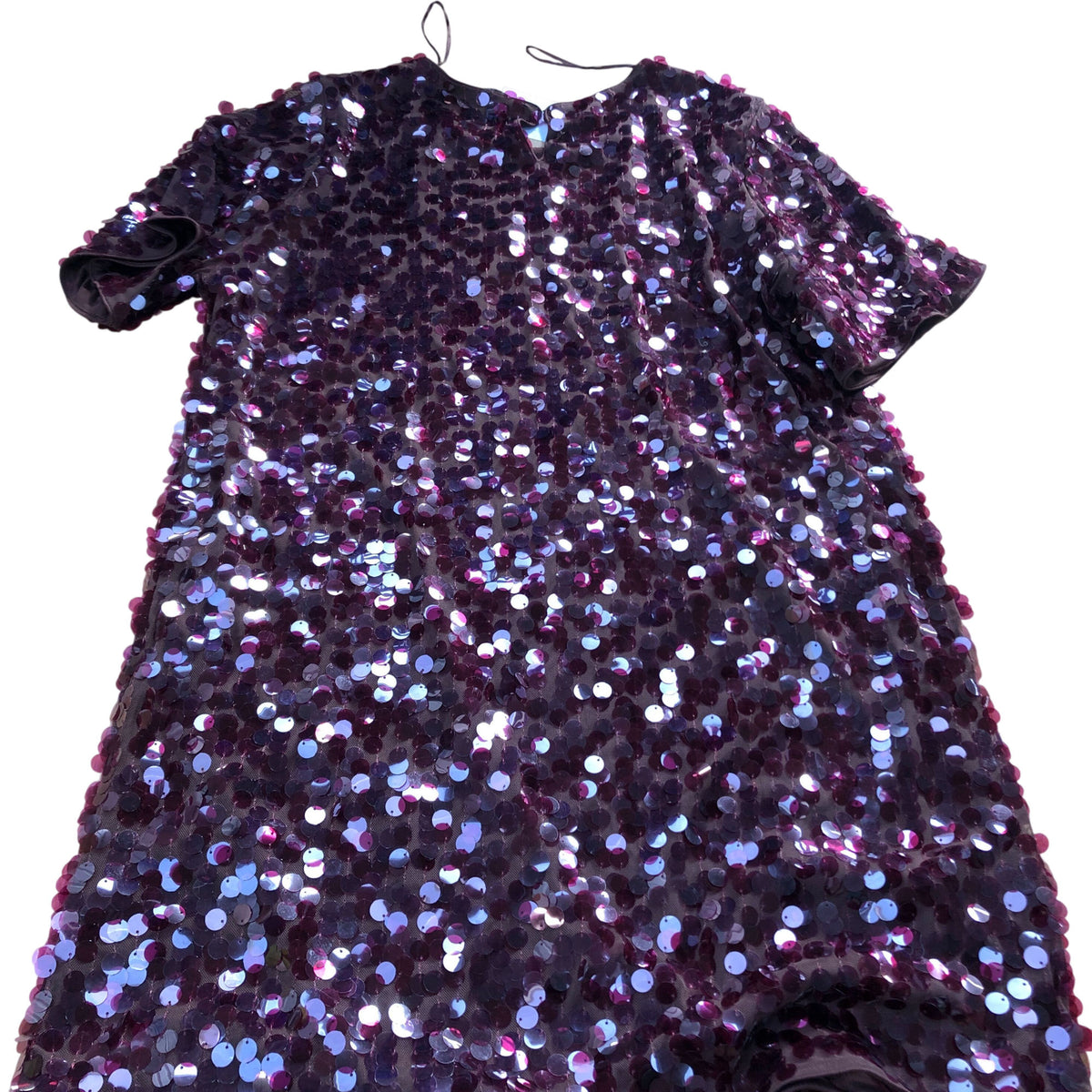 Sequin Dress UK18 Women's Evening Short Sleeve Burgundy Stylish Top