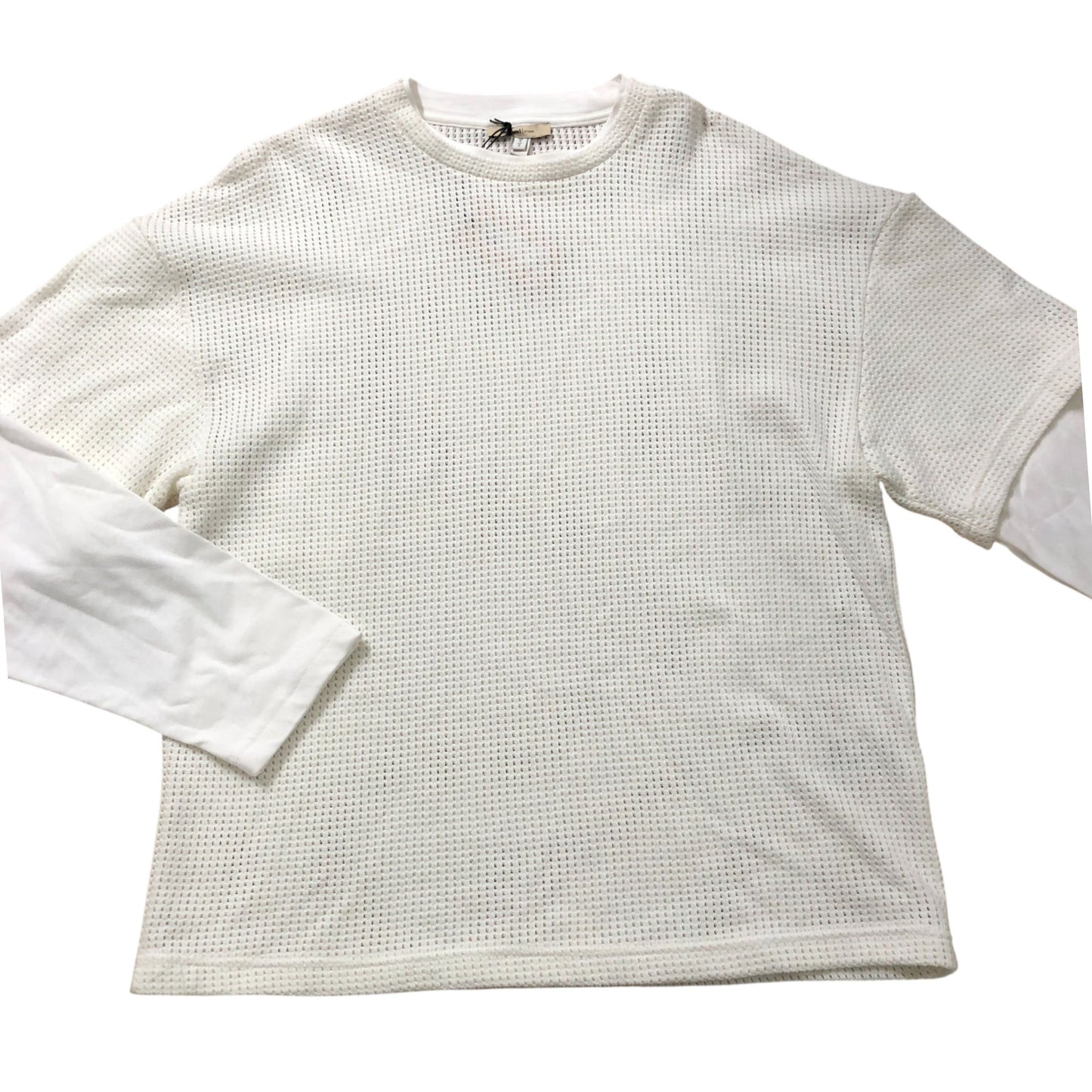 River Island Oversize Cream & White Waffle Knit Long Sleeved Top Size S