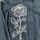 River Island Striped Shirt Ladies Blue White Floral Embroidery Size 8