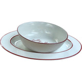 Holly Jolly Serving Platter And Bowl Set Red Trim Dishware Home Décor