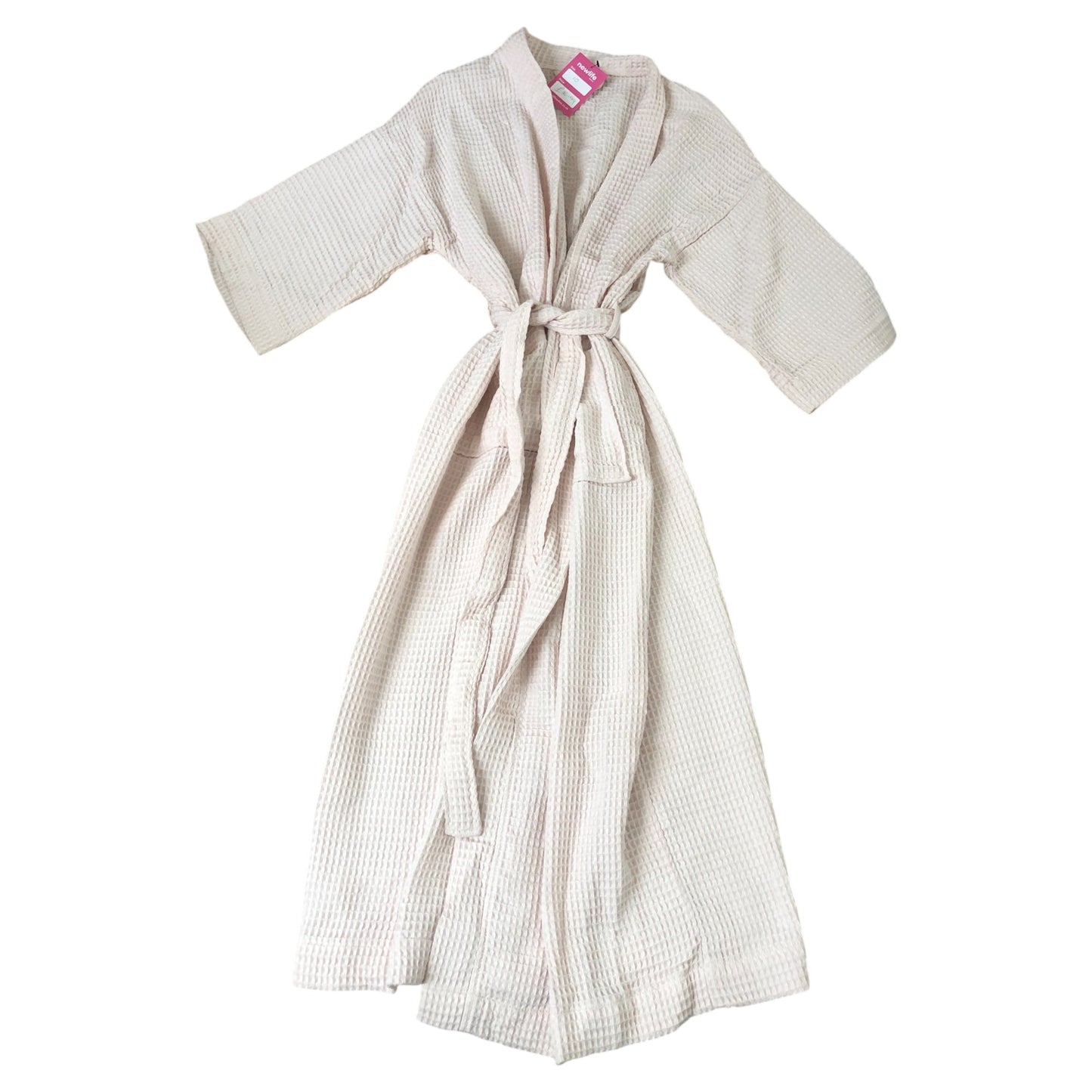 The White Company Women's Pink Waffle Texture Robe Lightweight Cropped Sleeve S
