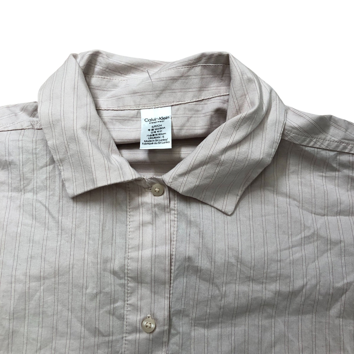 Calvin Klein Short Sleeved Button Down PJ Top Size S Men's Light Pink Striped