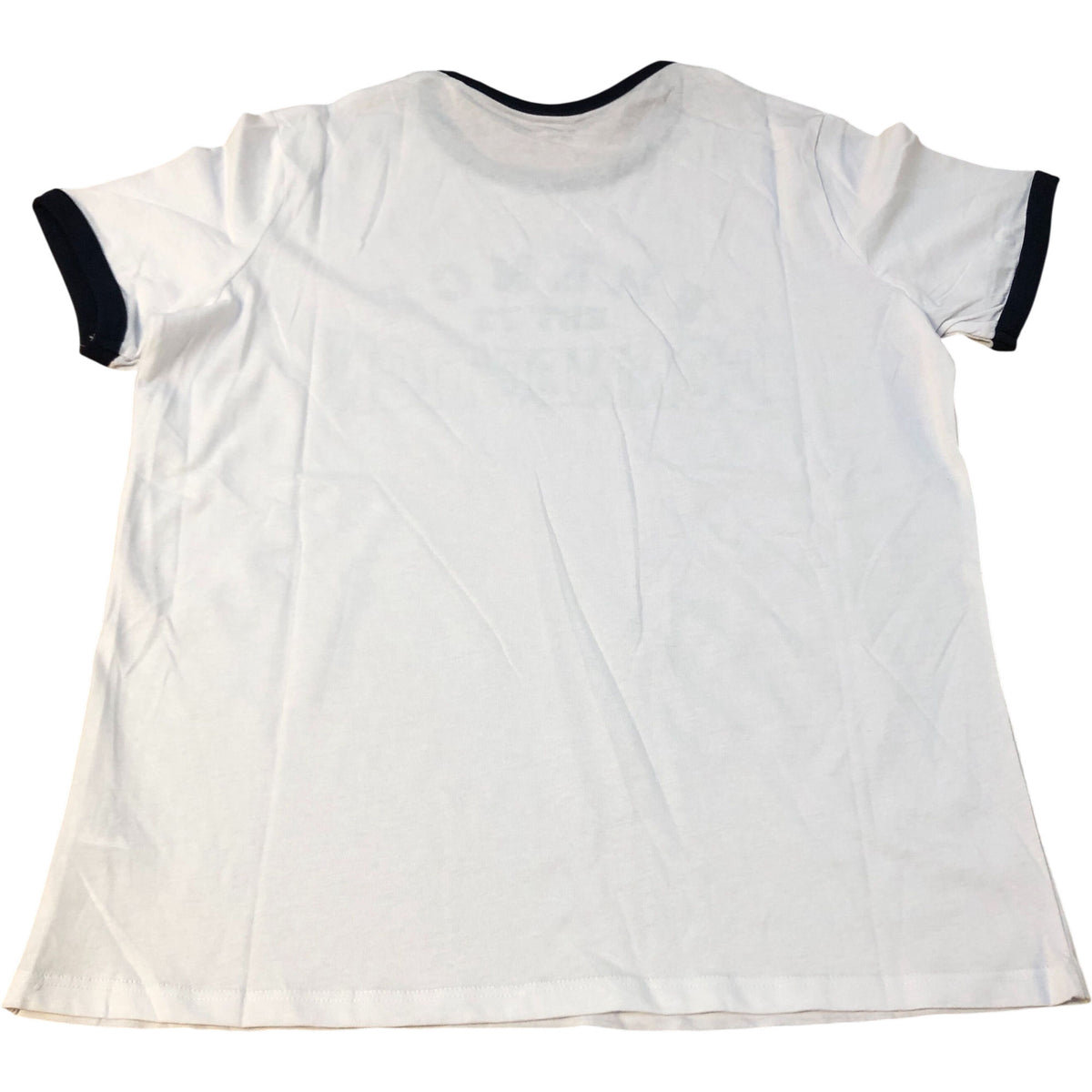 French Connection T-Shirt Small Women's Casual Cotton White Navy Trim