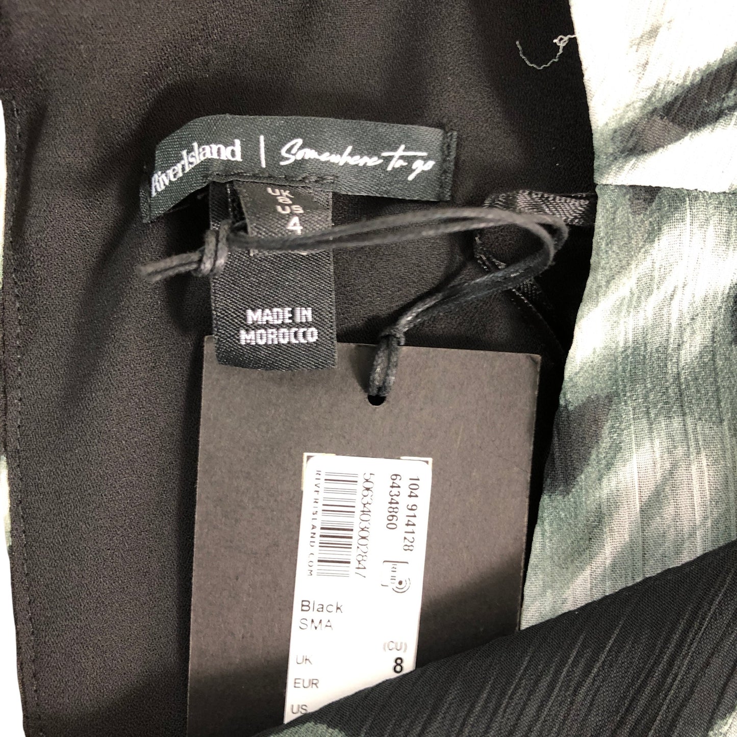 River Island Women's Size 8 Black Floral Ruched Mini Dress Summer Style