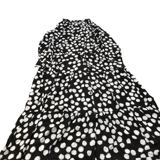 Baukjen Black White Polka Dot Dress UK Size 14 Women's Tiered Long Sleeve