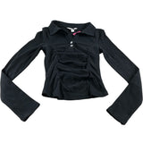 River Island Black Long Sleeve UK M Women's Ruffled Top