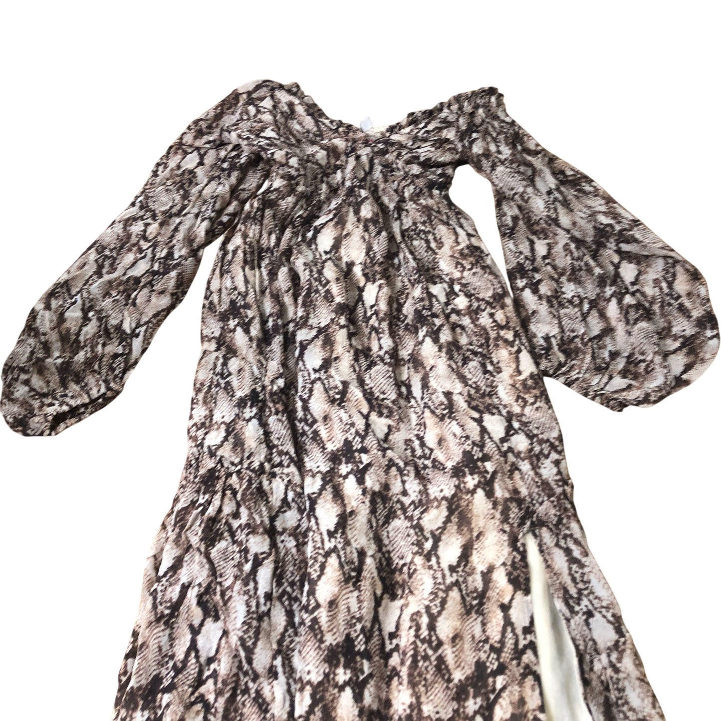 Snake Print Maxi Dress Women's Long Sleeve Boho Style UK6