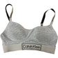 CALVIN KLEIN Sports Bra Small Grey Women's Comfortable Cotton Blend Design