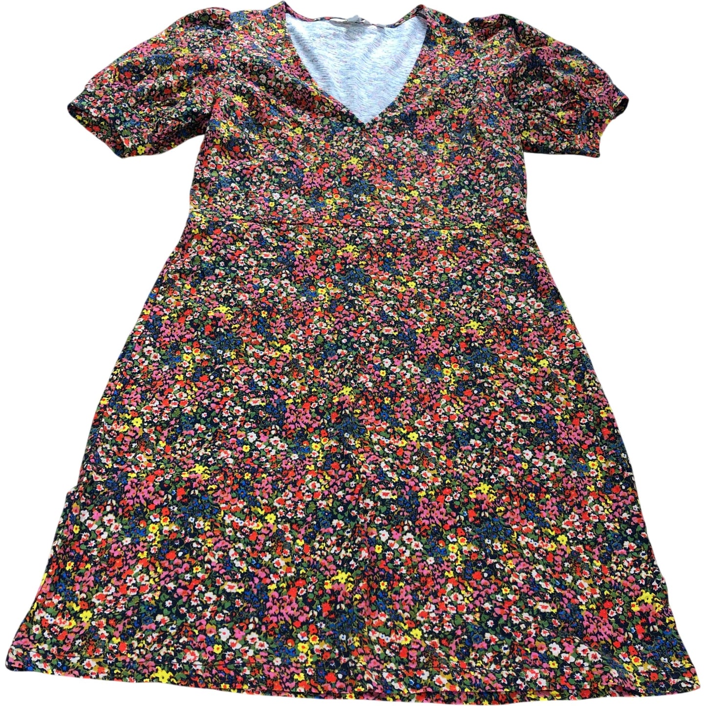 Branded V Neck Floral Mini Jersey Dress - Size 12L
