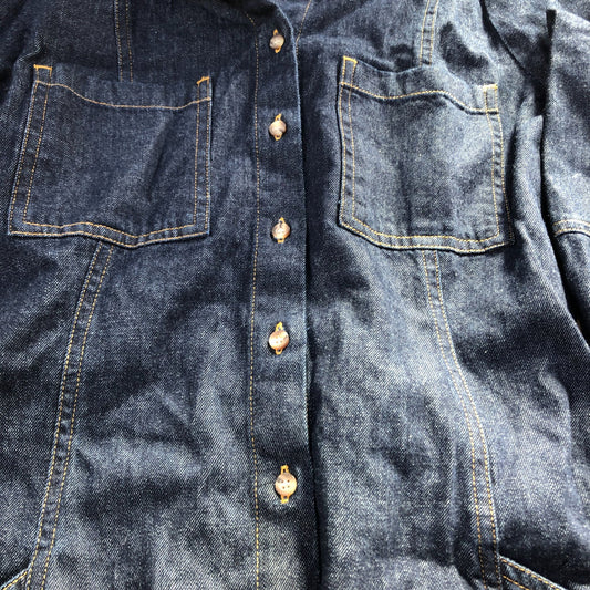 Baukjen Denim Shirt Dress UK Size 8 Women's Long Sleeve Blue Cotton Casual