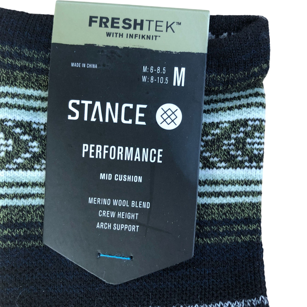 Stance Performance Mid Cushion Merino Wool Crew Unisex Socks M5.5-7.5 W6-8.5